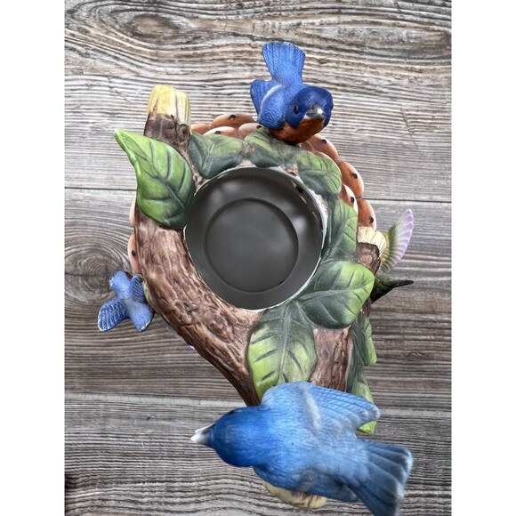 PartyLite Porcelain Treetop Inn P7320 Retired Birdhouse Bluebird Morning Glories - Picture 9 of 12